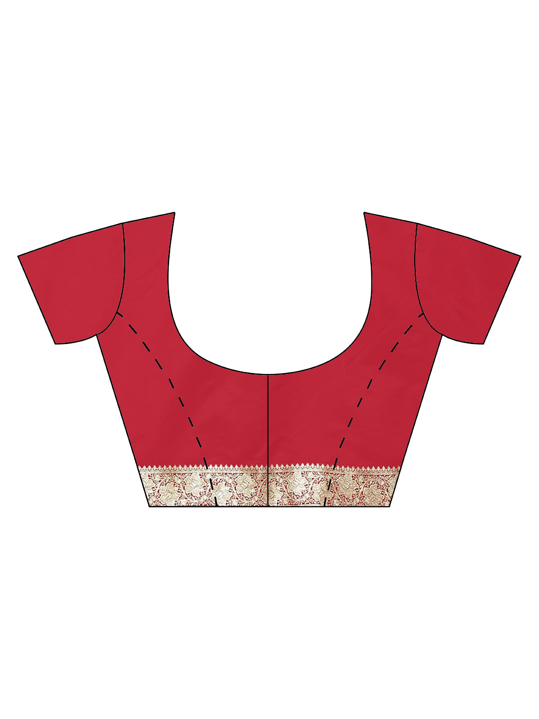 Faishana Presents Light Red Katan Silk Mughal Motif Floral Stripe Banarasi Saree with Blouse piece
