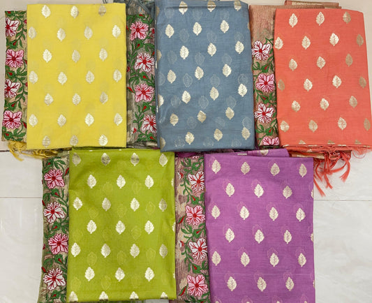 Pure Cotton Embroidery 3 pcs Banarasi Suit IM_PCEM 1-IM_PCEM 5 SET