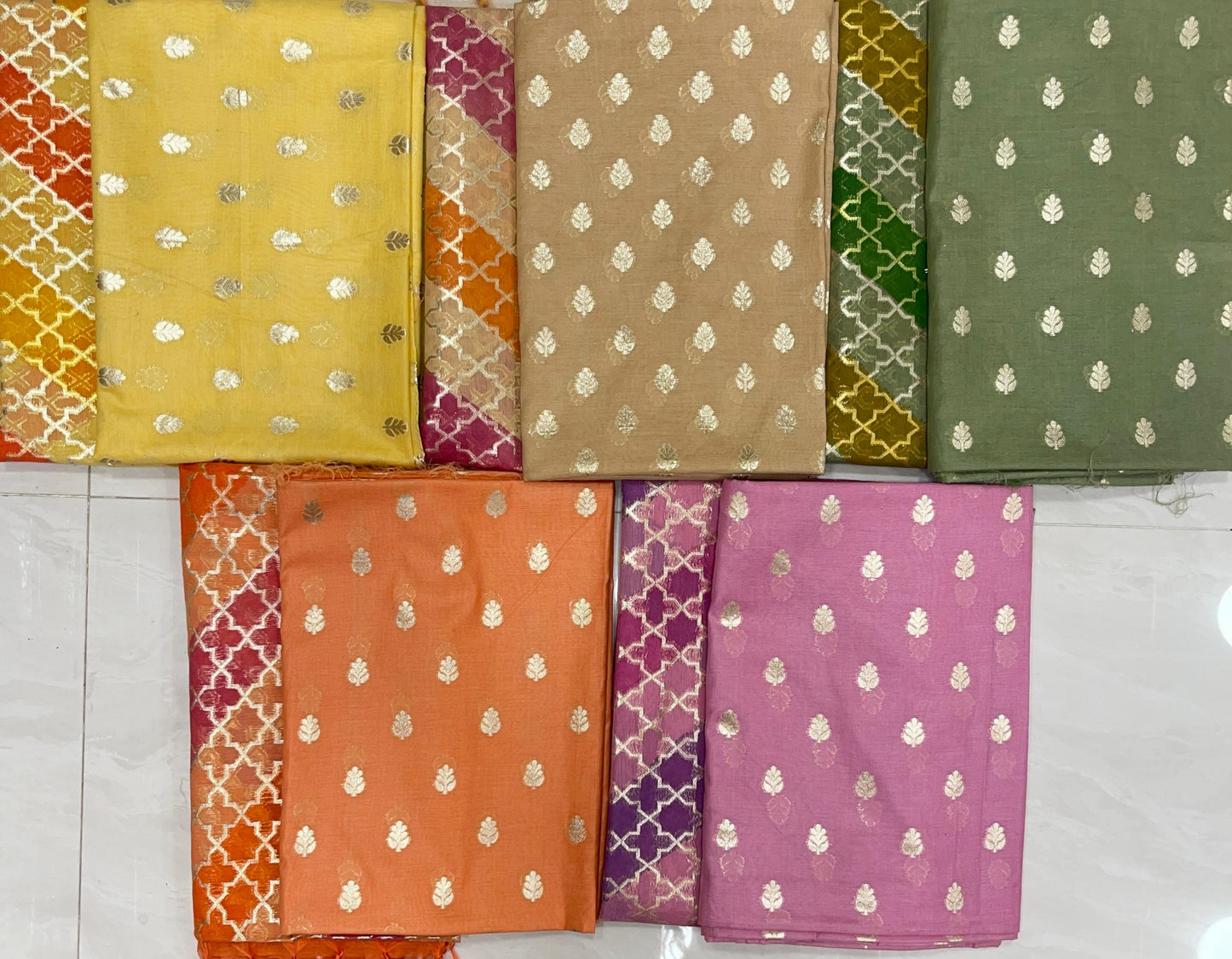 Pure Cotton Hand Brush Patti 3 pcs Banarasi Suit IM_PCHBP 1-IM_PCHBP 5 SET