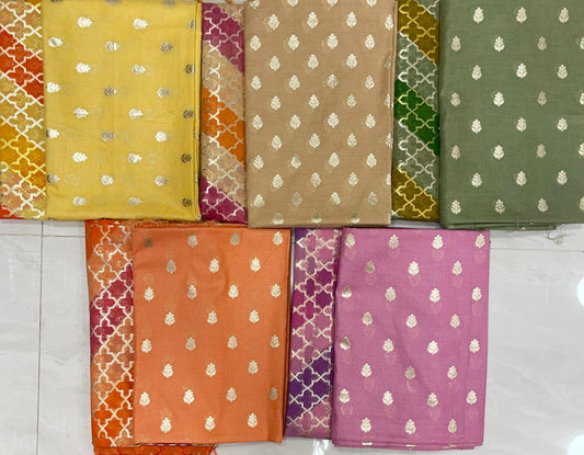 Pure Cotton Hand Brush Patti 3 pcs Banarasi Suit IM_PCHBP 1-IM_PCHBP 5 SET