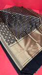 Faishana Black Satin Silk Saree With Blouse Piece GEJA18