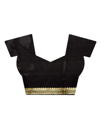 Faishana Black Satin Silk Saree With Blouse Piece GEJA18