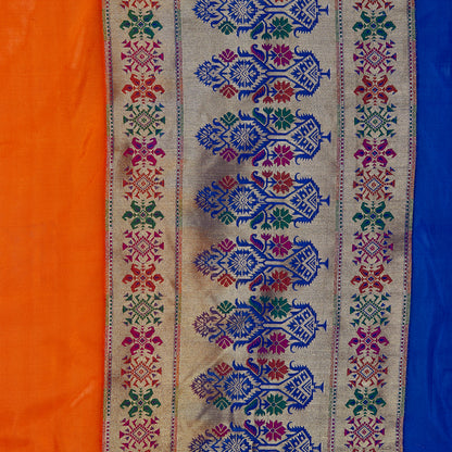 Faishana Orange Solid Silk Blend Saree With Blouse Piece GEJA20
