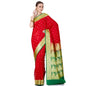 Faishana Presents Red Satin Silk Saree With Blouse Piece(JA23 RED Free Size)