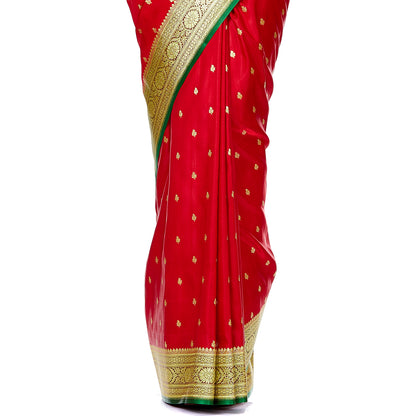 Faishana Presents Red Satin Silk Saree With Blouse Piece(JA23 RED Free Size)