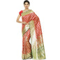 Faishana Presents Red Mughal Motif Heavy Satin Silk Banarasi Saree With Blouse Piece