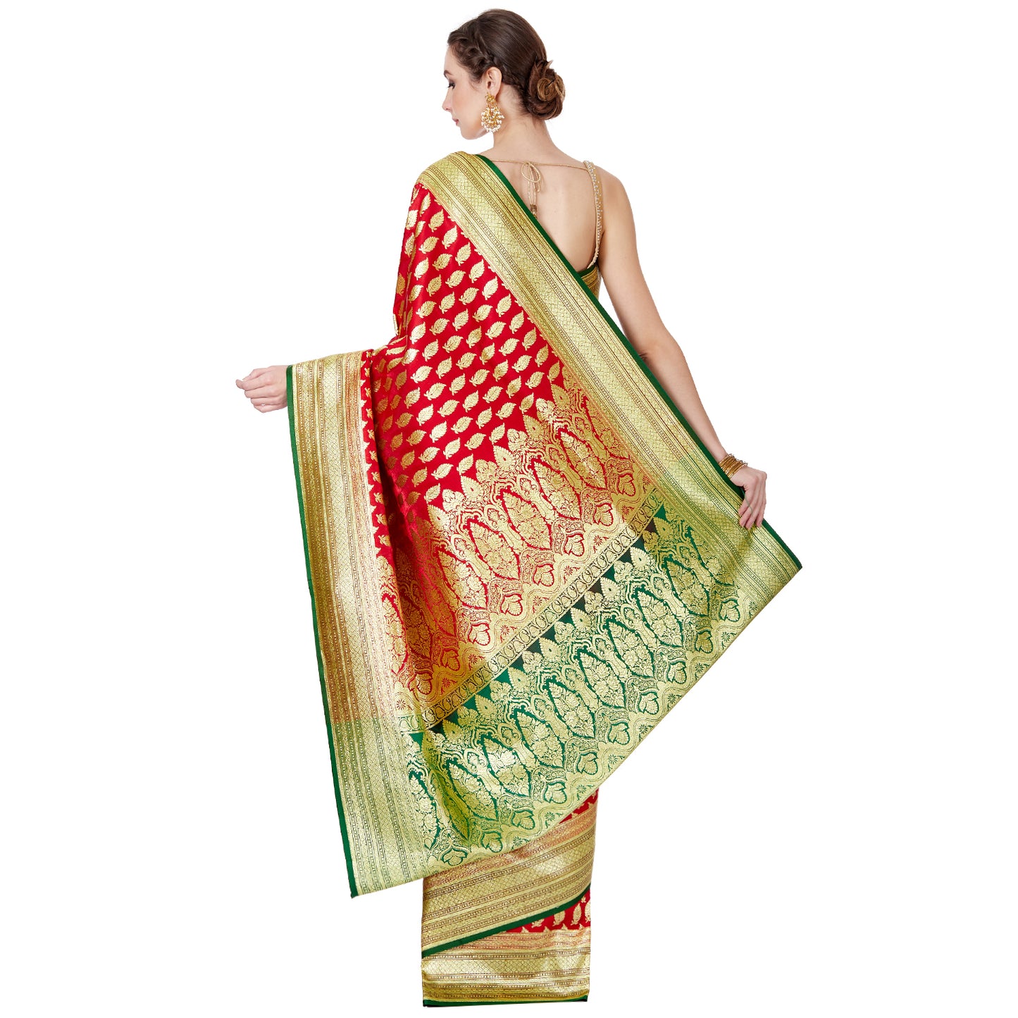 Faishana Presents Red Satin Silk Saree With Blouse Piece(JA26 RED Free Size)