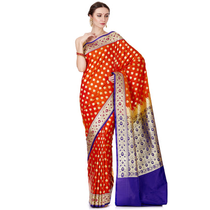 Faishana Orange Satin Silk Saree With Blouse Piece GEJA29