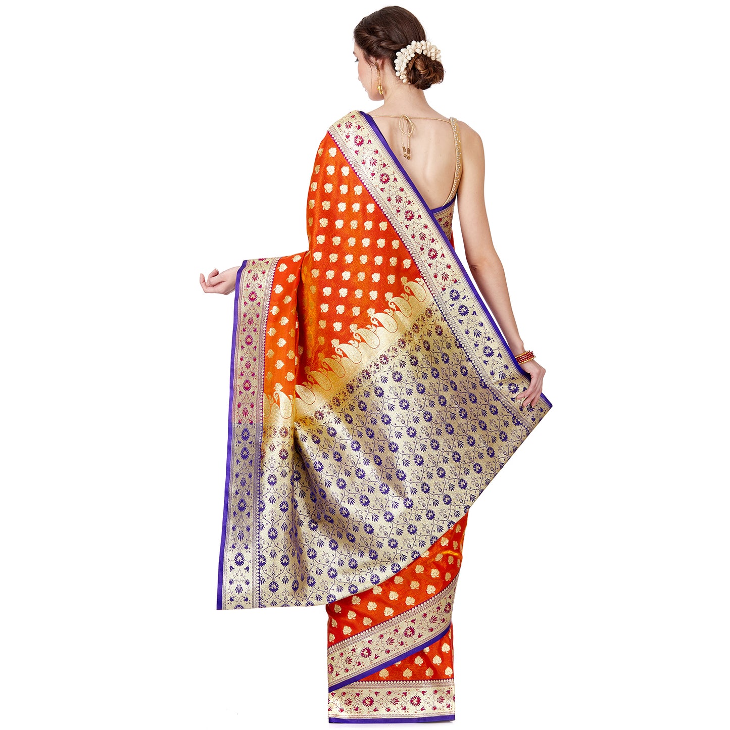 Faishana Orange Satin Silk Saree With Blouse Piece GEJA29