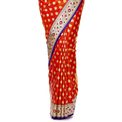 Faishana Presents Orange Satin Silk Saree With Blouse Piece(JA29 MUSTARD Free Size)