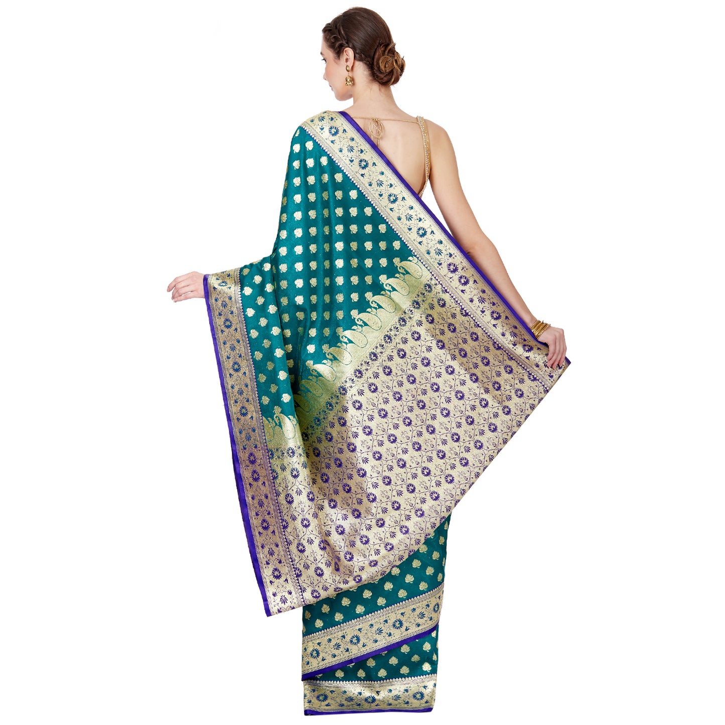 Faishana Presents Green Satin Silk Saree With Blouse Piece(JA30 GREEN Free Size)