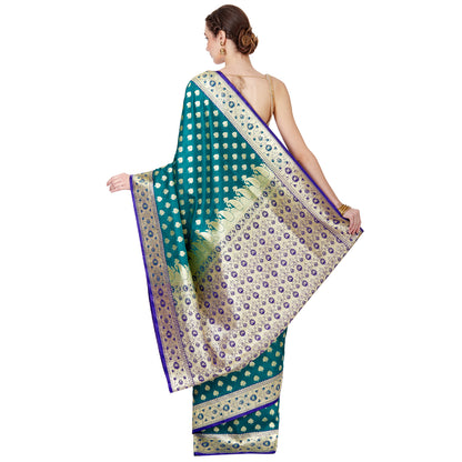 Faishana Presents Green Satin Silk Saree With Blouse Piece(JA30 GREEN Free Size)