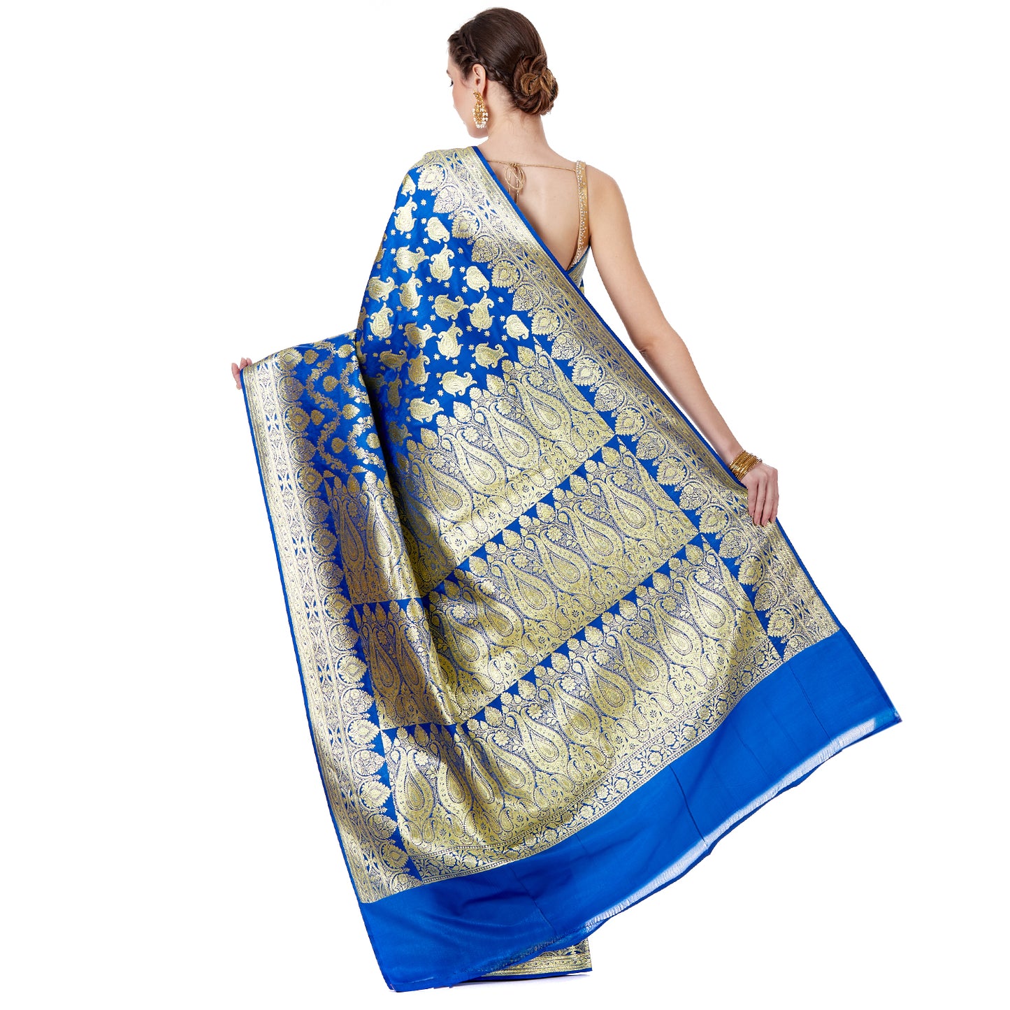 Faishana Presents Blue Satin Silk Saree With Blouse Piece(JA36 Blue Free Size)