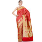 Faishana Presents Red Satin Silk Saree With Blouse Piece(JA40 RED Free Size)