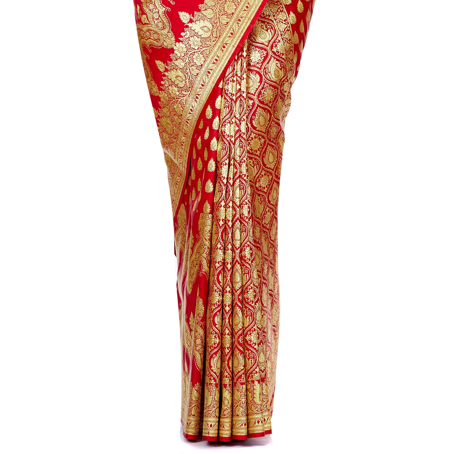 Faishana Presents Red Satin Silk Saree With Blouse Piece(JA40 RED Free Size)
