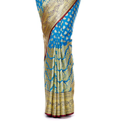 Faishana Presents Blue Satin Silk Saree With Blouse Piece(JA41 BLUE Free Size)