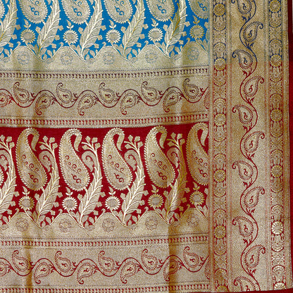 Faishana Presents Blue Satin Silk Saree With Blouse Piece(JA41 BLUE Free Size)