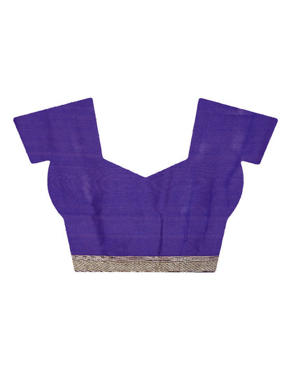 Faishana Presents Purple Satin Silk Floral Minakari Zari Stripe Saree with Paisley Minakari Pallu and Purple Blouse Piece