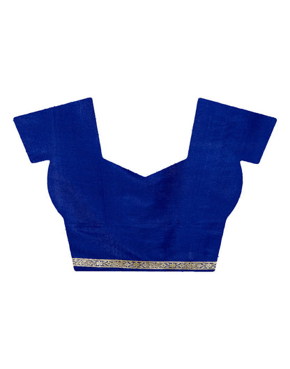 Faishana Presents Blue Satin Silk Floral Zari Booti Skirt Banarasi Zari Border Saree with Blue Blouse Piece