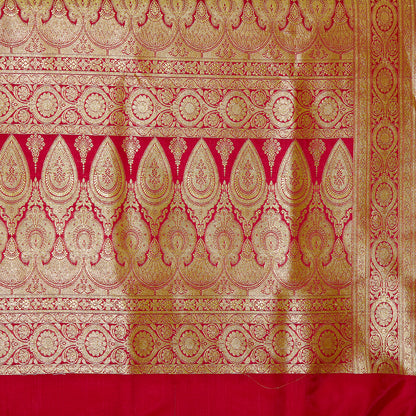 Faishana Presents Pink Satin Silk Floral Zari Booti Skirt Zari Border with Pink Blouse Piece