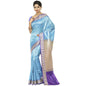 Faishana Presents Blue Satin Silk Floral Zari Booti Stone work with Skirt Banarasi Border Saree and Blue Blouse