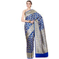 Faishana Presents Blue Satin Silk Floral Zari Jaal Banarasi Saree with Blue Blouse Piece