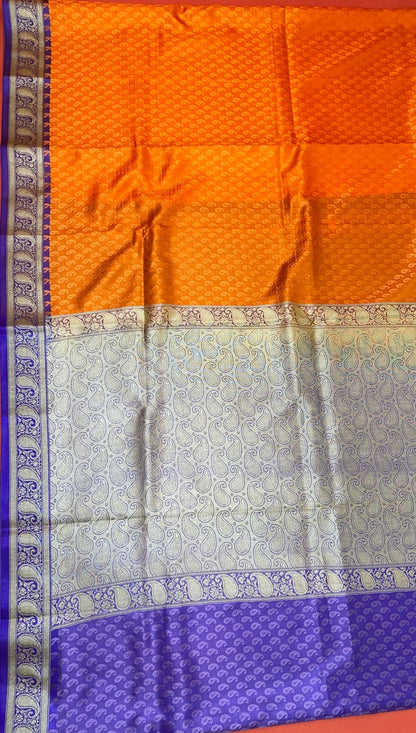 Faishana Orange Satin Silk Saree With Blouse Piece GEJA6
