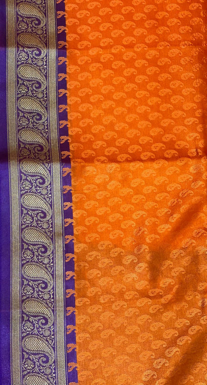 Faishana Orange Satin Silk Saree With Blouse Piece GEJA6