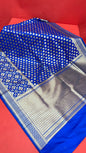 Faishana Blue Satin Silk Zari Floral Booti Saree With Blouse Piece GEJA17