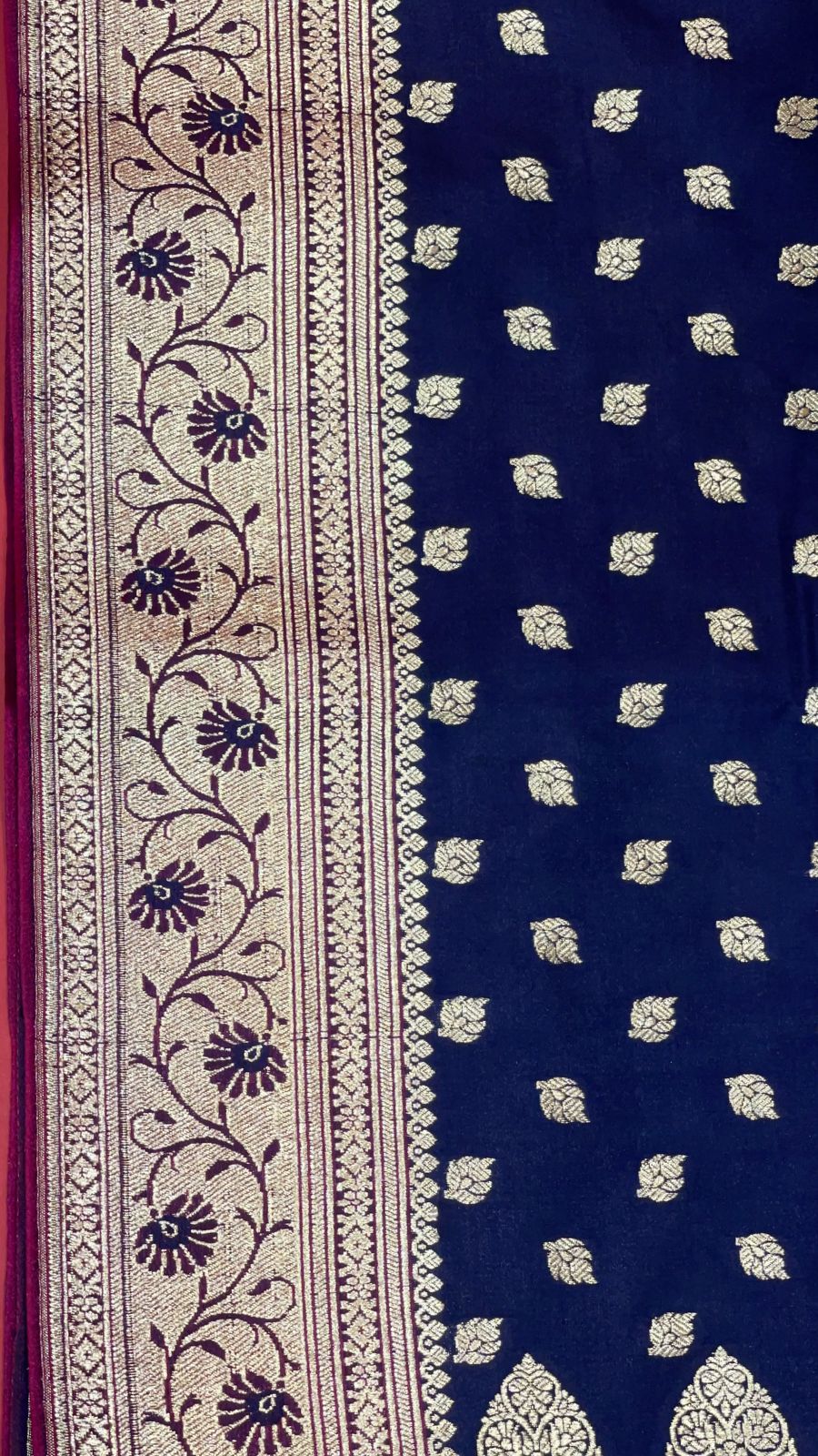 Faishana Navy Blue Satin Silk Saree With Blouse Piece GEJA27
