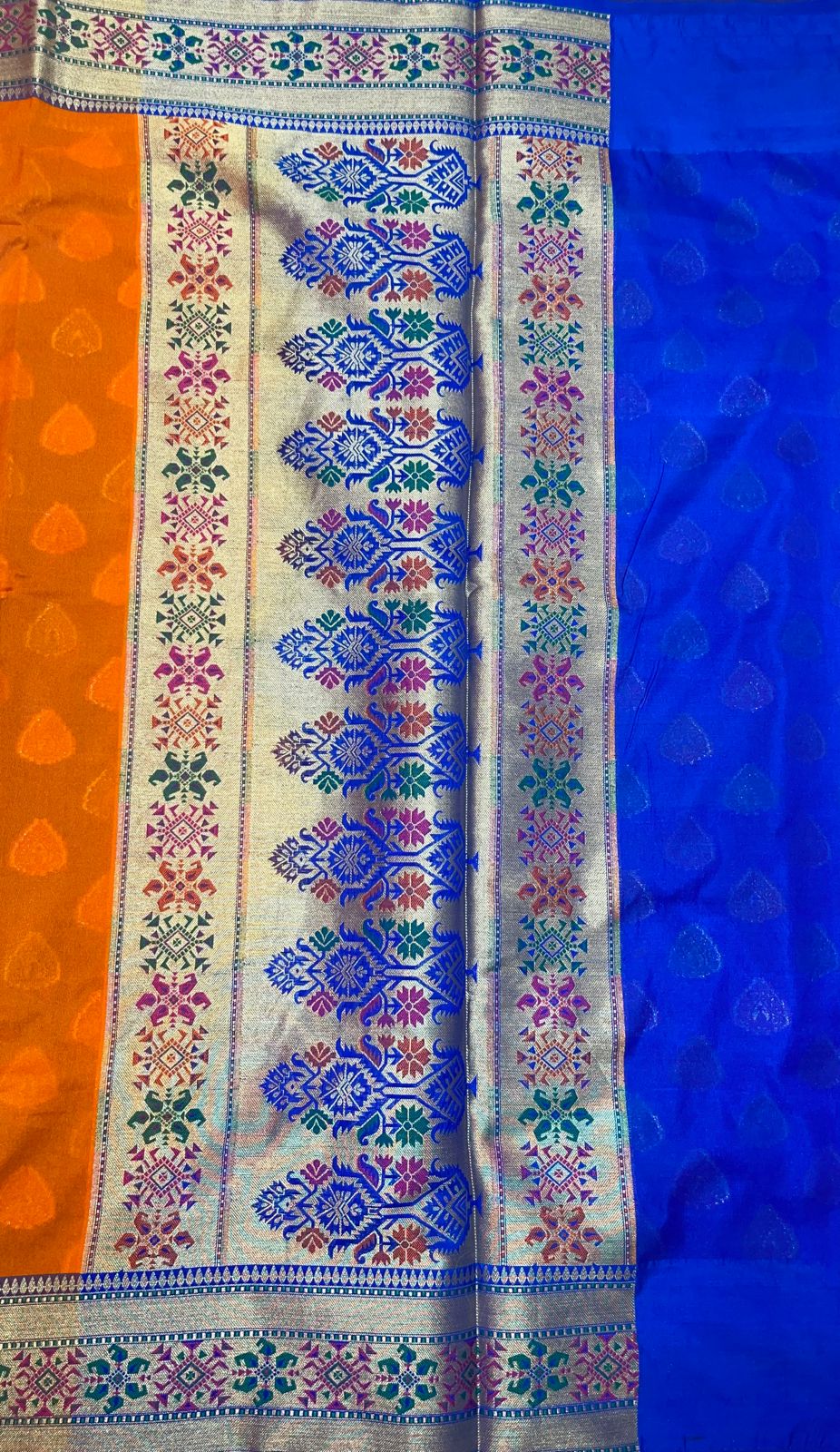 Faishana Orange Solid Silk Blend Saree With Blouse Piece GEJA20