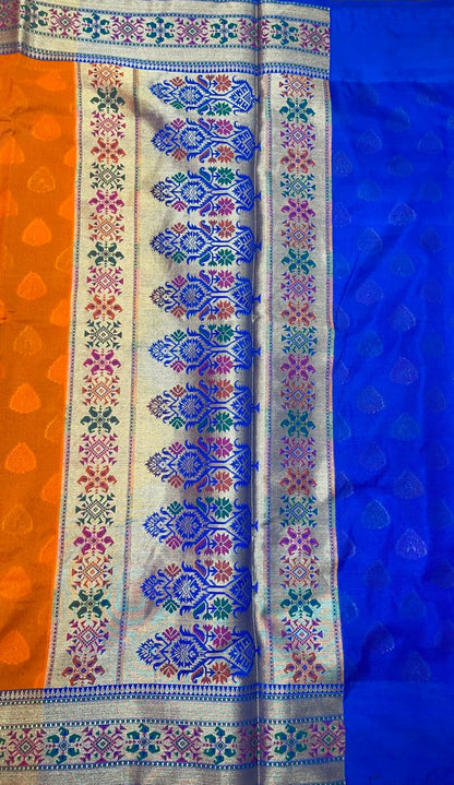 Faishana Orange Solid Silk Blend Saree With Blouse Piece GEJA20