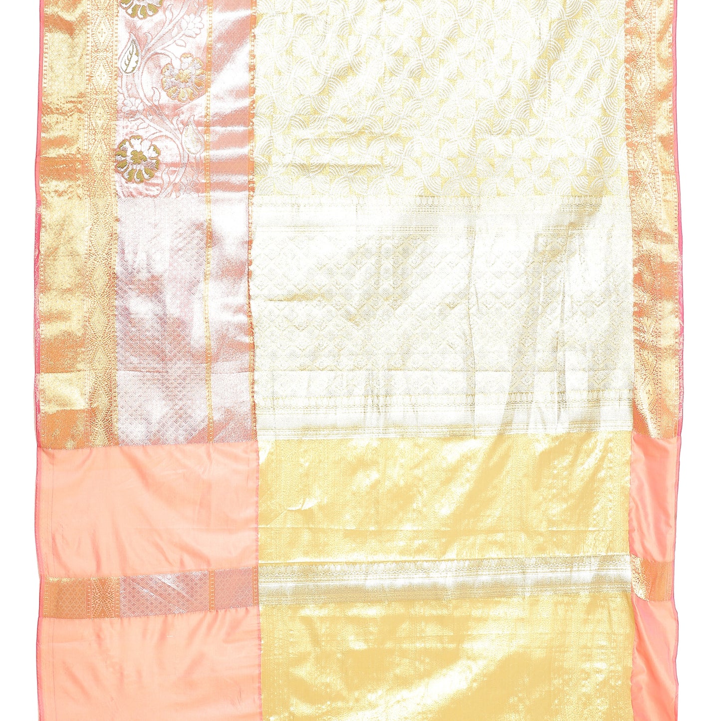 Faishana Gold Kanchi Silk Jamdani Tissue Paithani Border Banarasi Saree with Gold Blouse Piece