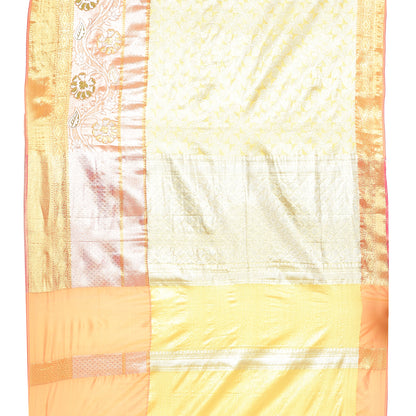 Faishana Presents Light Gold Kanchi Silk Jamdani Tissue Paithani Banarasi Saree With Light Gold Blouse Piece
