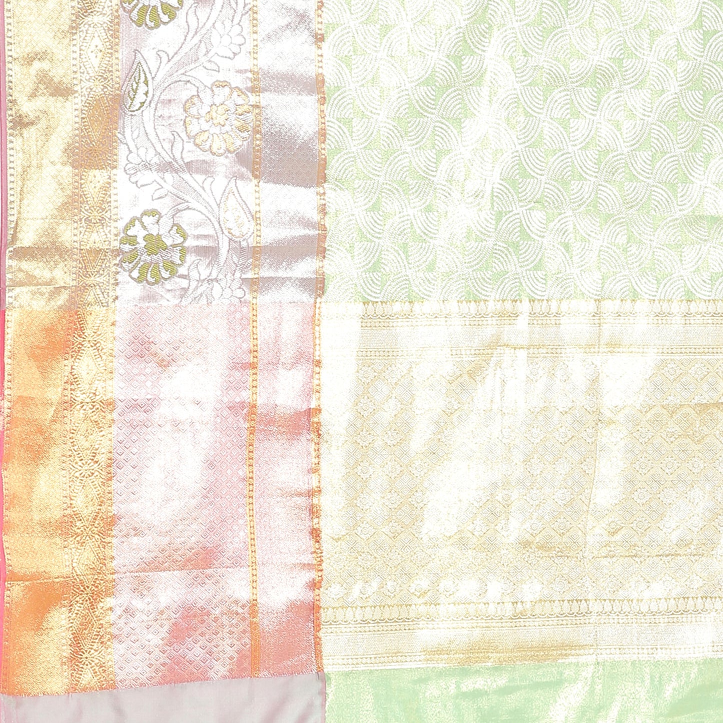 Faishana Presents Seagreen Silver Zari Paithani Border Art Silk Banarasi Saree With Seagreen Blouse Piece