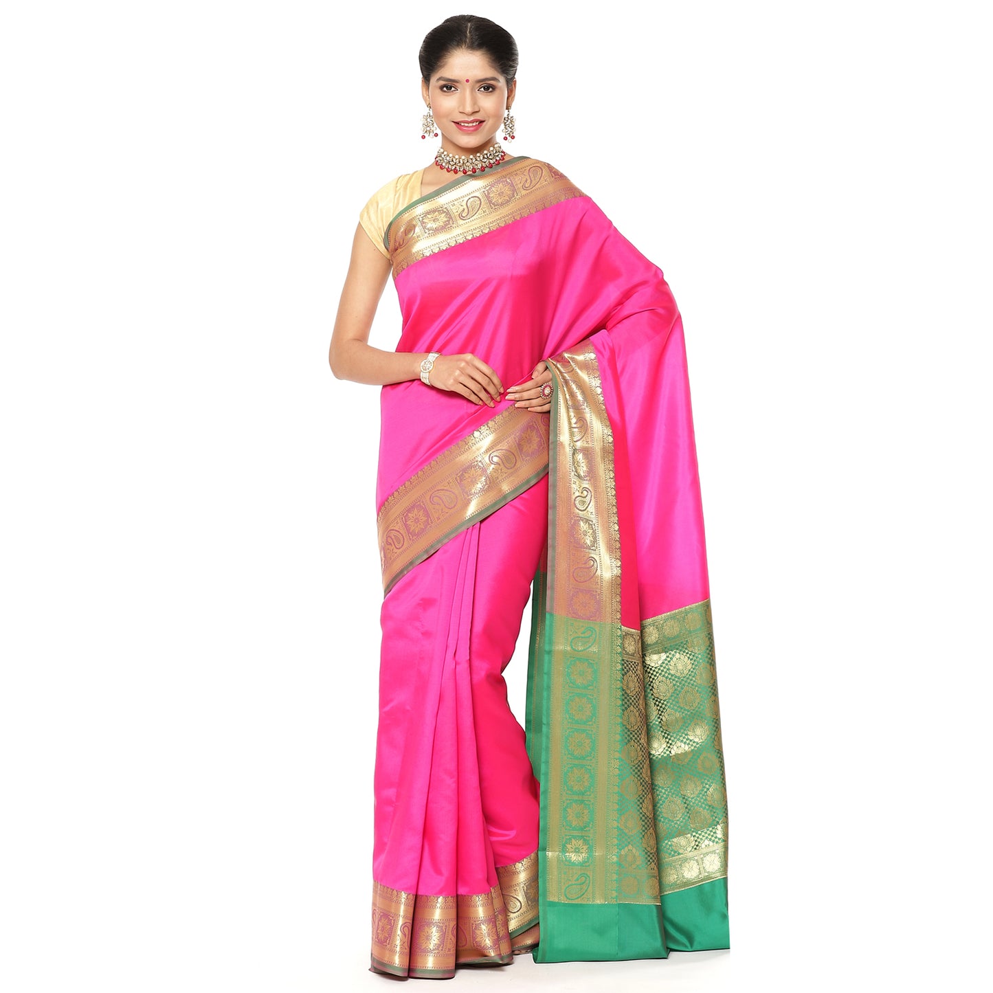 Pink Valkalam Katan Silk Banarasi Sarees For Women GEKH22