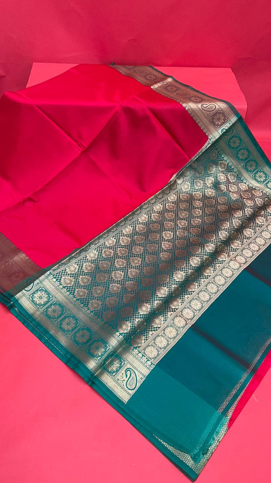 Red Valkalam Katan Silk Banarasi Sarees For Women GEKH25