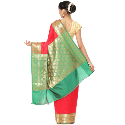 Red Valkalam Katan Silk Banarasi Sarees For Women GEKH25