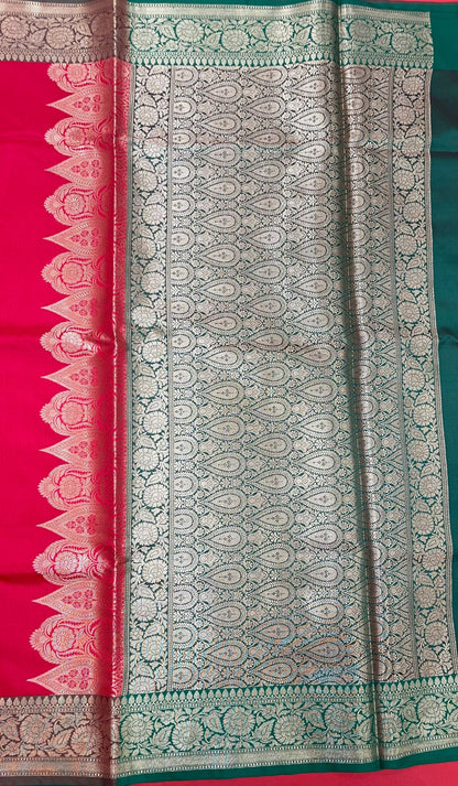 Red Valkalam Katan Silk Banarasi Sarees For Women GEKH28