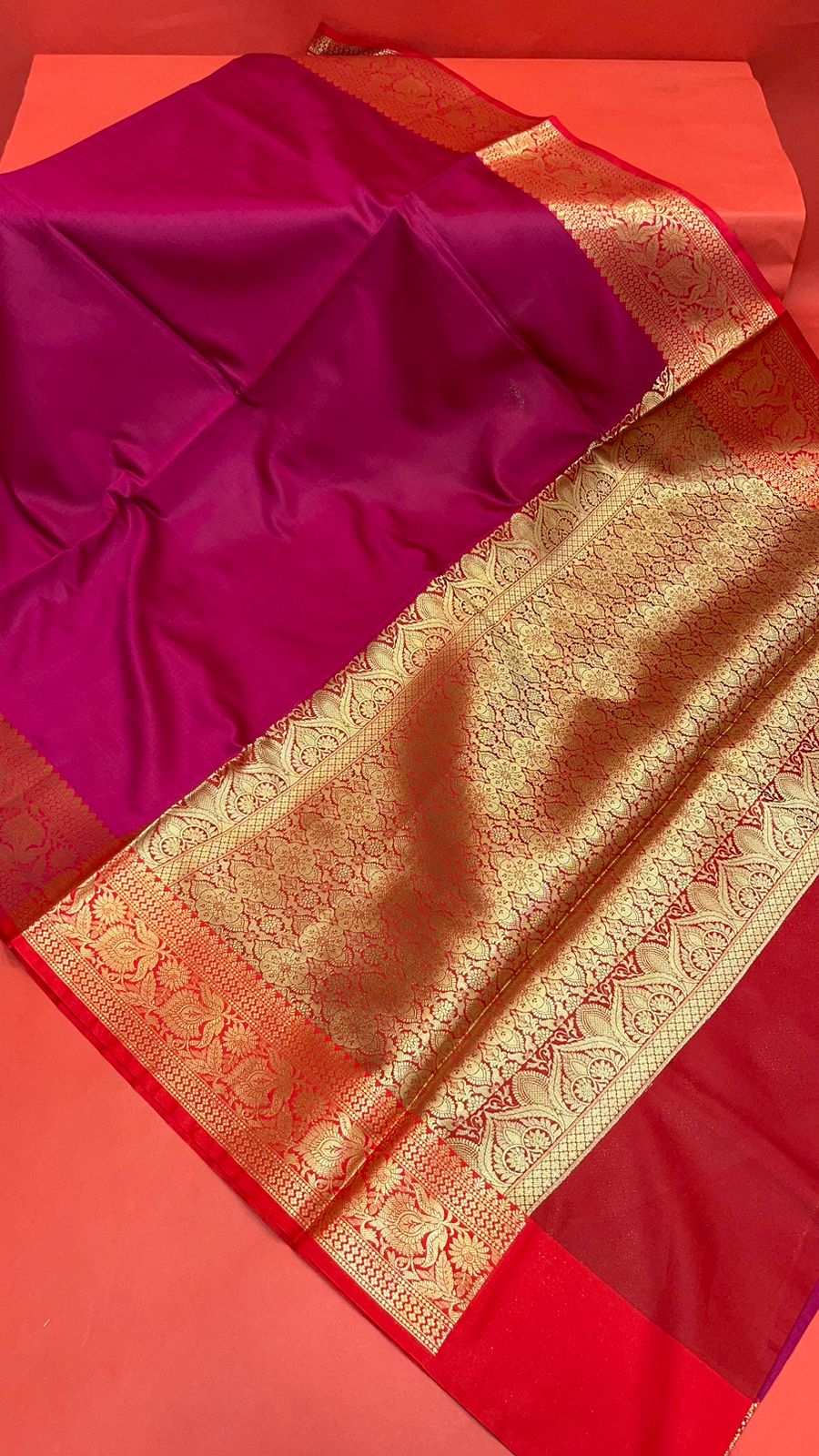 Magenta Valkalam Katan Silk Banarasi Sarees For Women GEKH4