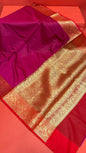 Magenta Valkalam Katan Silk Banarasi Sarees For Women GEKH4