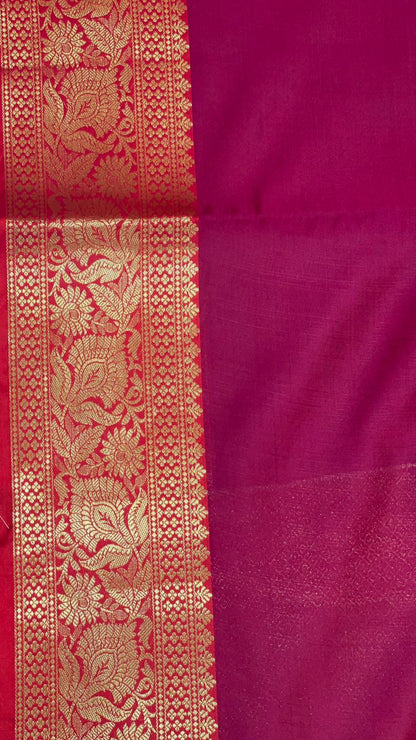 Magenta Valkalam Katan Silk Banarasi Sarees For Women GEKH4