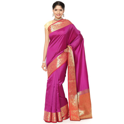 Magenta Valkalam Katan Silk Banarasi Sarees For Women GEKH4