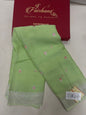 Faishana Pure Silk Handloom Light Green Khaddi Georgette Kadhwa Meena Silver Booti Saree with Banarasi Silver Zari Border Saree