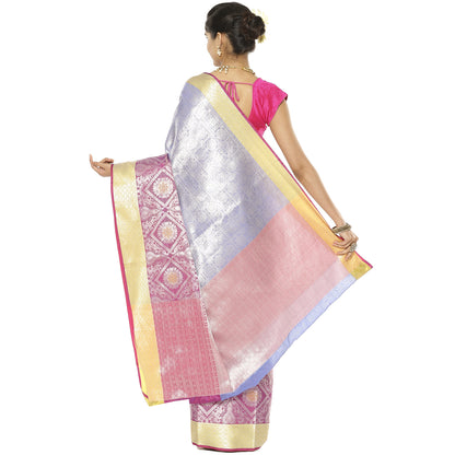 Blue Kanjeevaram Banarasi Sarees For Women GEMA11