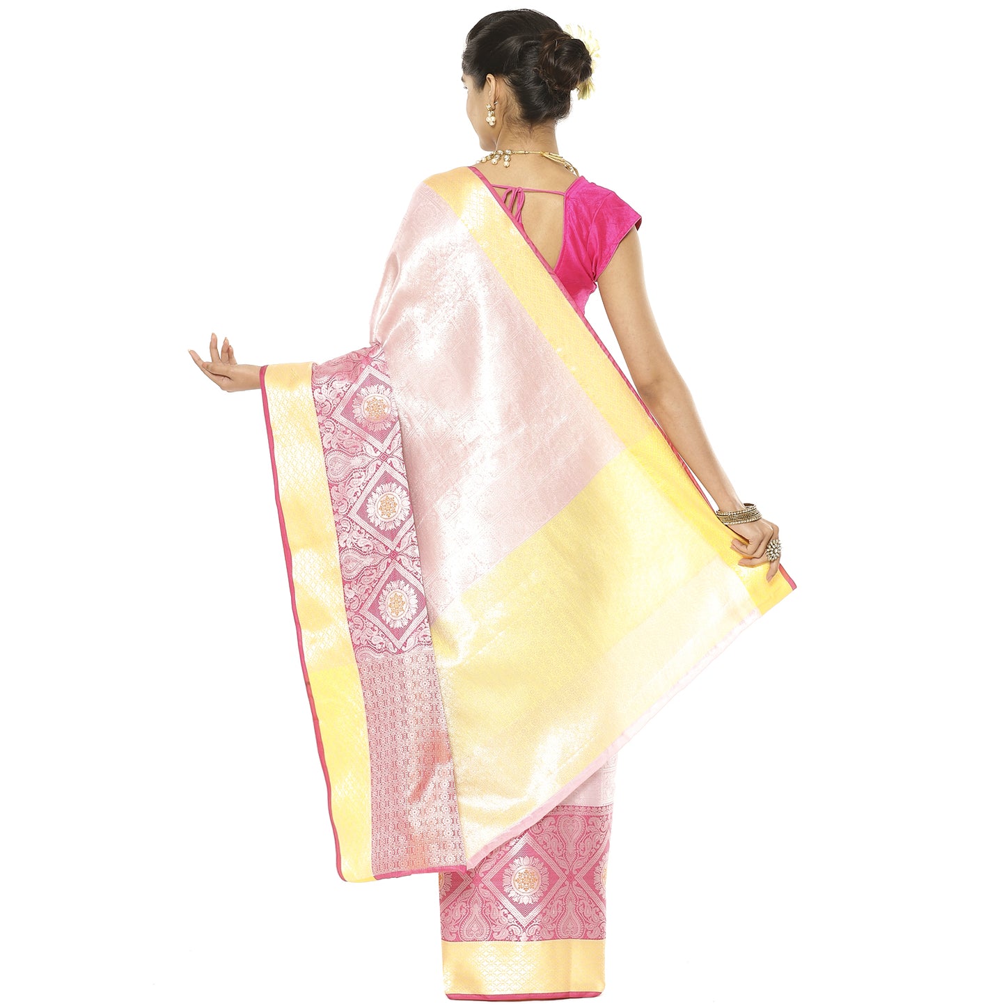 Pink Kanjeevaram Banarasi Sarees For Women GEMA12
