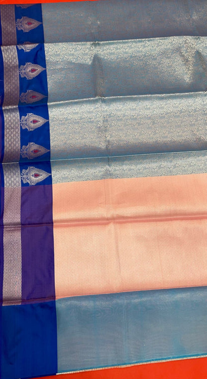 Blue Kanjeevaram Banarasi Sarees For Women GEMA17