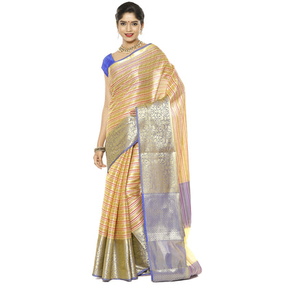 Beige Kanjeevaram Banarasi Sarees For Women GEMA1
