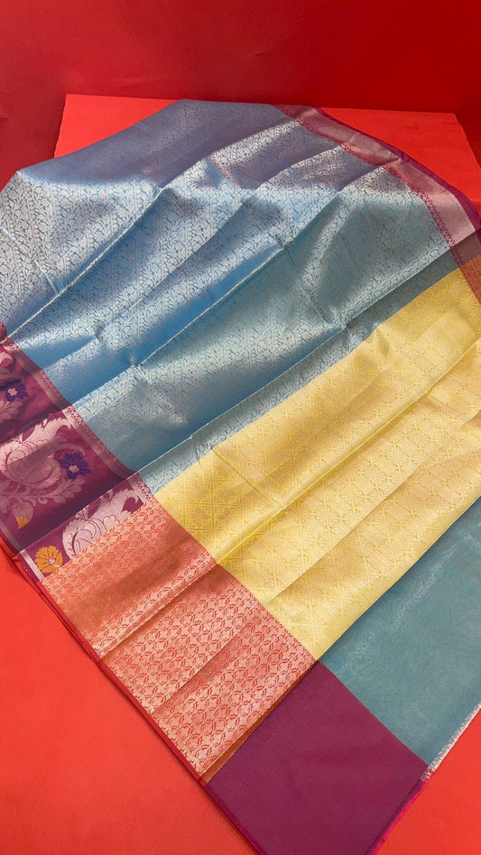 Blue Kanjeevaram Banarasi Sarees For Women GEMA22