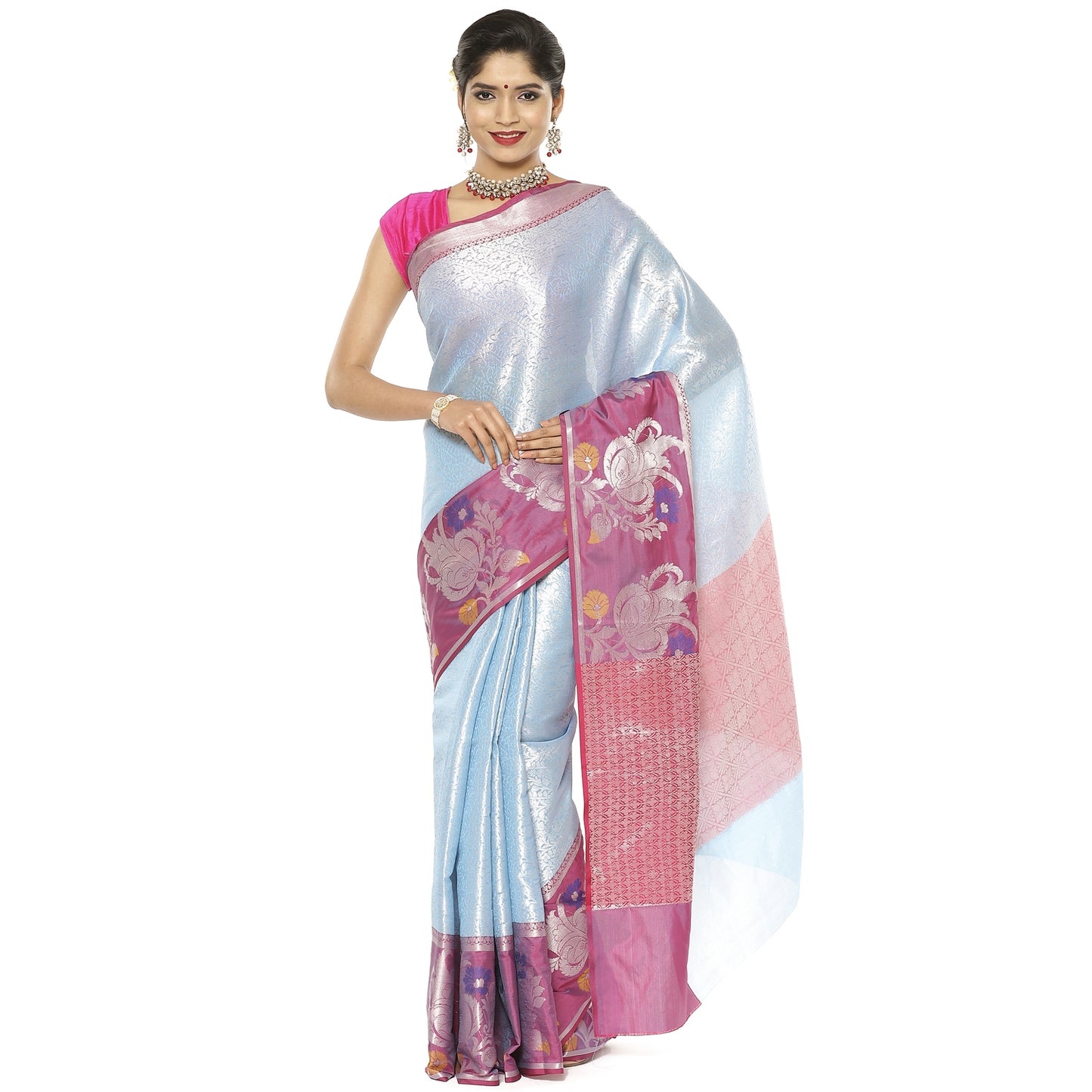 Blue Kanjeevaram Banarasi Sarees For Women GEMA22